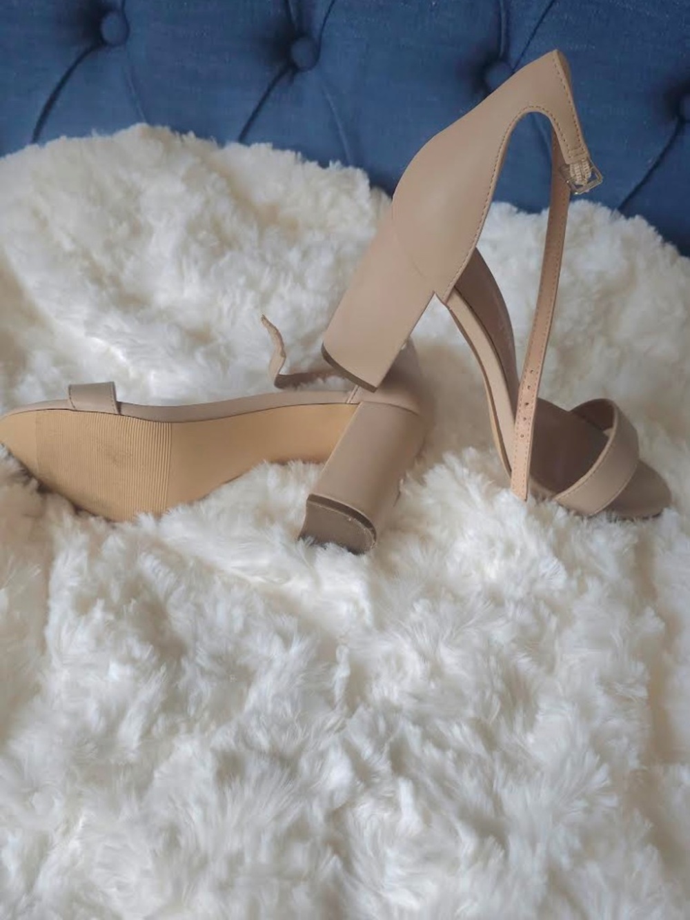 Madden Girl sandals in nude color, size 6.5. Heel is 3.5 inches